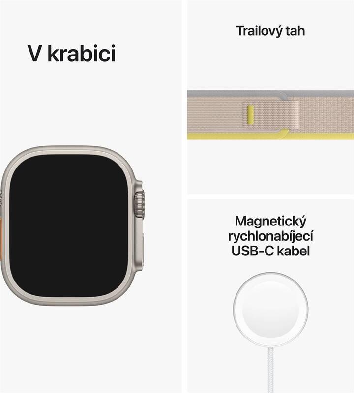 Chytré hodinky Apple Watch Ultra GPS Cellular, 49mm pouzdro z titanu - žluto-béžový trailový tah - S M, Chytré, hodinky, Apple, Watch, Ultra, GPS, Cellular, 49mm, pouzdro, z, titanu, žluto-béžový, trailový, tah, - S, M